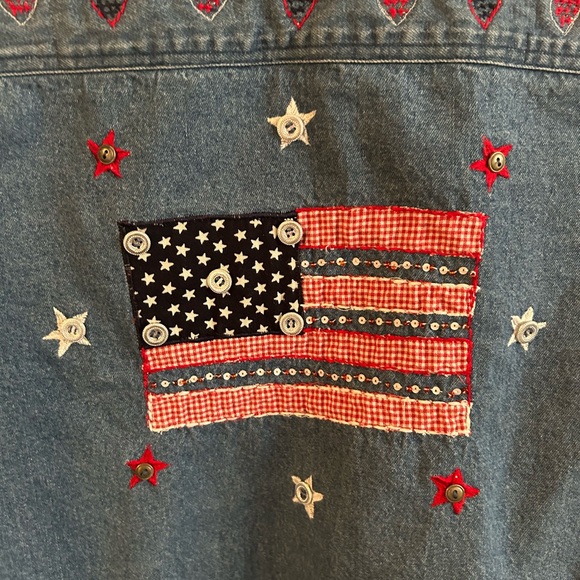 Tantrums Jean Jacket-patriotic real Americana theme-size PXL- - Picture 3 of 7
